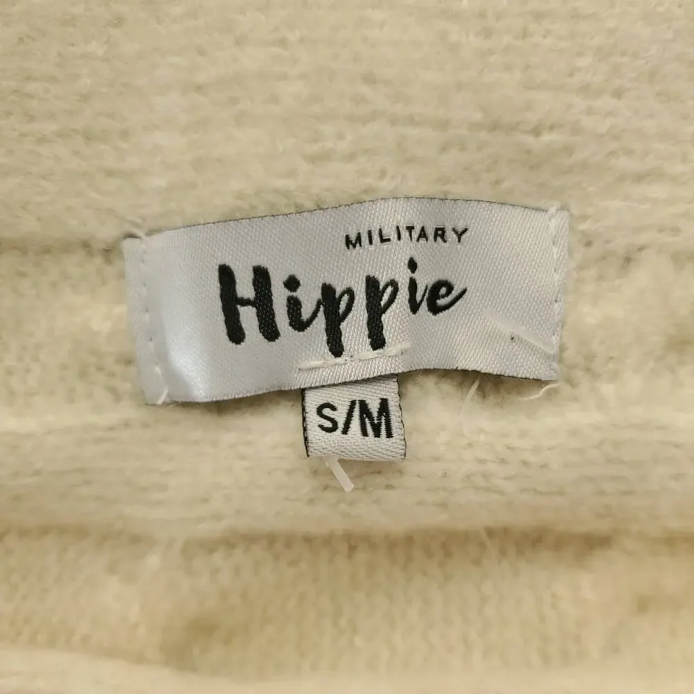 Military Hippie Forever Roses Cream Knit Sweater Size S NWT - Picture 6 of 8